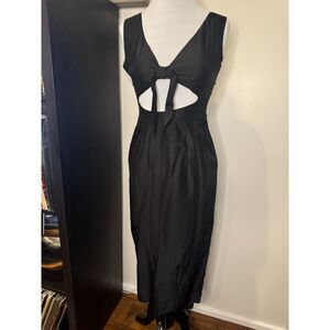 Maggie London Black 100% Silk Sleeveless Cocktail Dress with Tie Back | Size 2